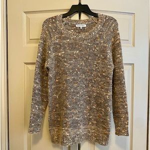Silvian Heach Earth Toned Wool Angora Mohair Blend Scoop Neck Sweater